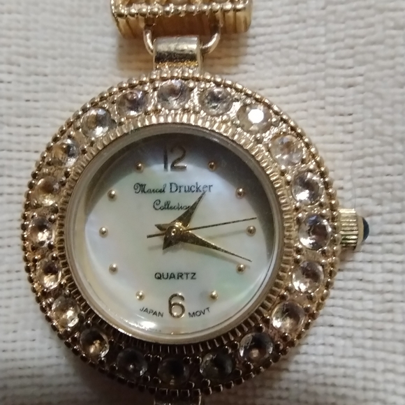 VTG Marcel Drucker Ladies Watch, Pearl face with Crystal stones #22-959 - Picture 2 of 6